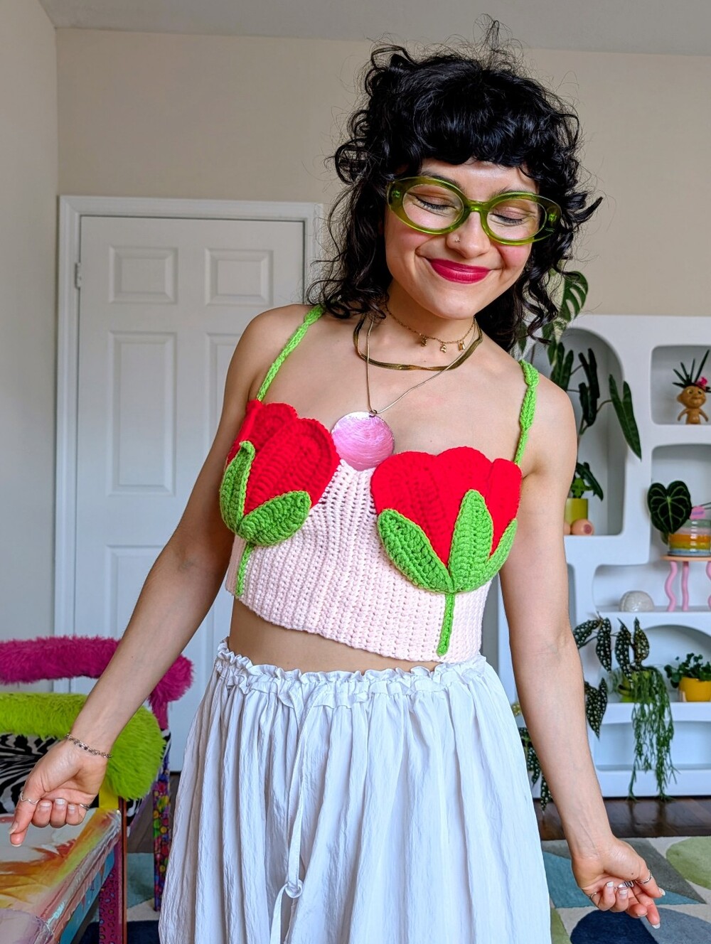 Handmade crochet Tulip Flower Top